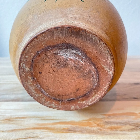 Vintage Tonala Mexican Terracotta and Yellow Floral Pottery Jug Vase - Picture 8 of 8